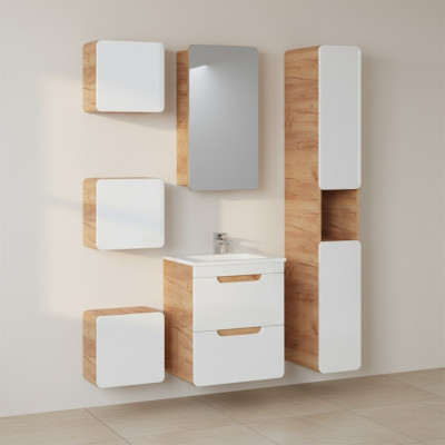 Design bathroom furniture set, 6-piece decoration set, cabinet, sink