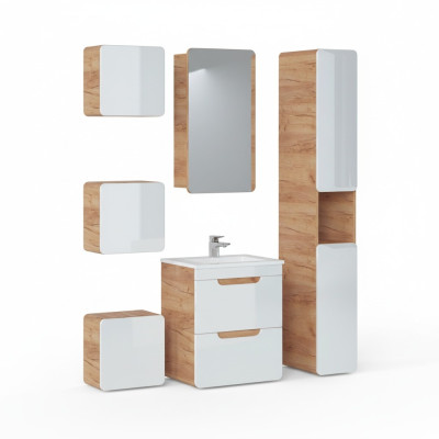 Design bathroom furniture set, 6-piece decoration set, cabinet, sink