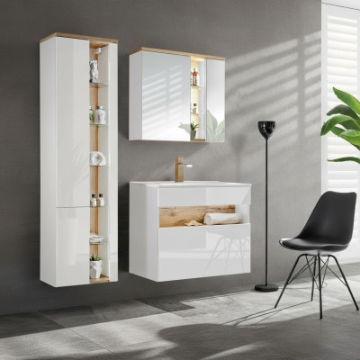 Design bathroom furniture set 3-piece. Decoration cabinet washbasin.