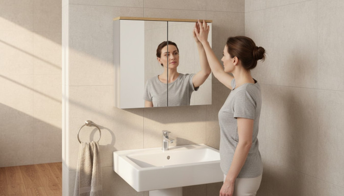 Mirror cabinet wall cabinet bathroom cabinet with mirror 80 cm bath
