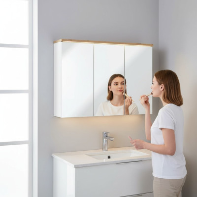 Mirror cabinet wall cabinet bathroom cabinet with mirror 100 cm