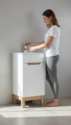 Washbasin Sink Vanities Bathroom Furniture Base Cabinet + Sink High Gloss