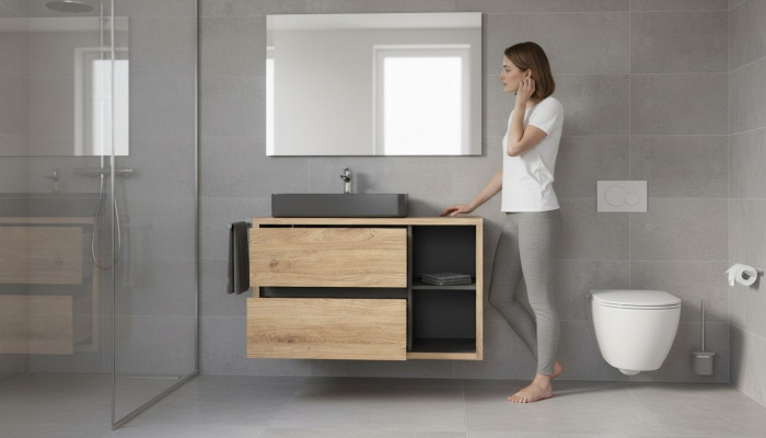 Hanging washbasin cabinet with washbasin 100 cm bathroom cabinet