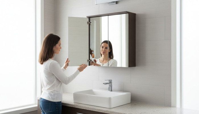 Mirror cabinet wall cabinet bathroom cabinet with mirror 60 cm LED