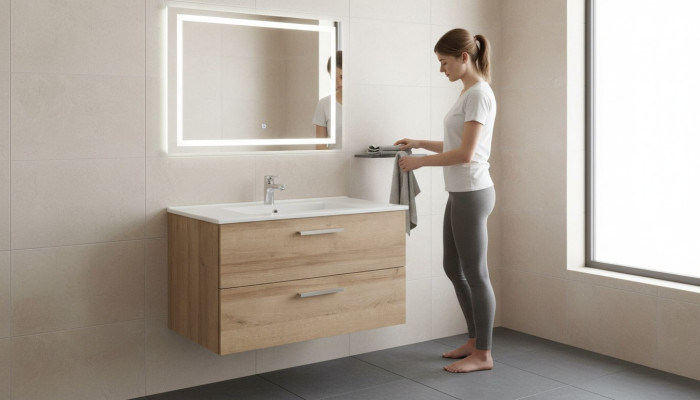 Bathroom furniture set 80cm washbasin with modern base cabinet decorative vanity