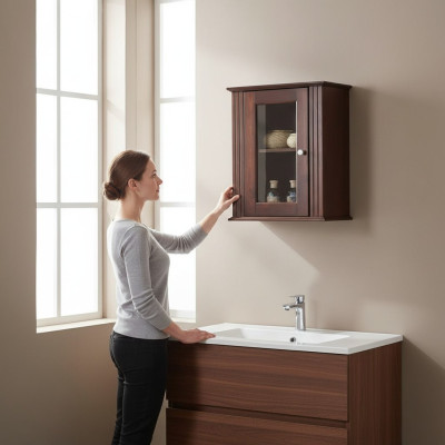 Pharmacy bathroom bathroom furniture shelf cabinet brown cabinets wood