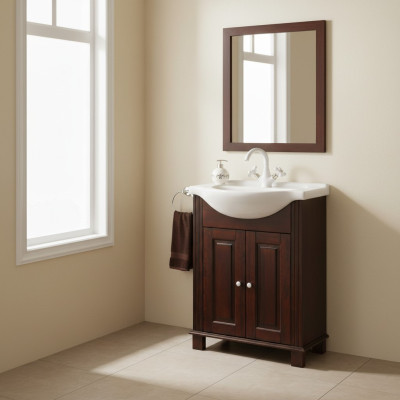 Brown washbasin cabinet, high-quality bathroom sink furniture, 65cm