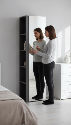 Bathroom tall cabinet with mirror door, shelf, bathroom cabinet, bathroom furniture