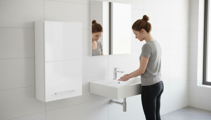 Bathroom vanities cabinet shelf white cabinets pharmacy wood