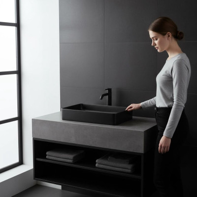 Black ceramic sink countertop table plate washbasin basin