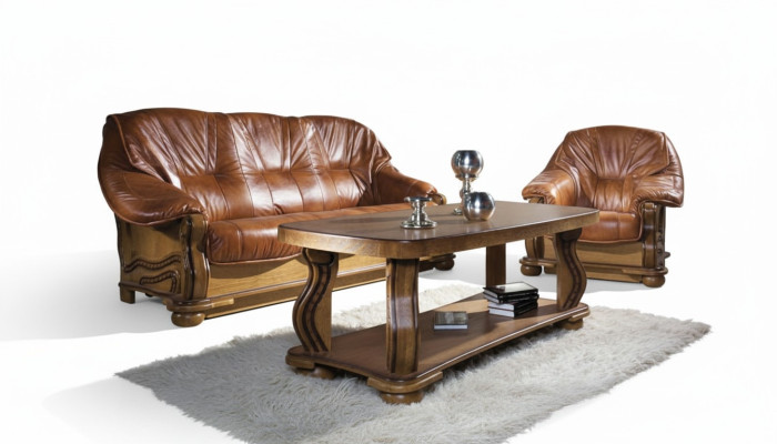 Antique Style Leather Sofa Set 3+2+1 Seater Italian Leather Upholstery