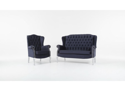 Classic Chesterfield Three-seater Sofa Couch Upholstery Velvet Couches