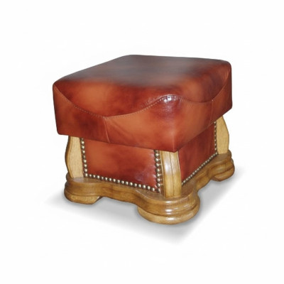 XXL Footstool Club Lounge Ottoman Leather Textile Decor Ottoman Designer Pouf
