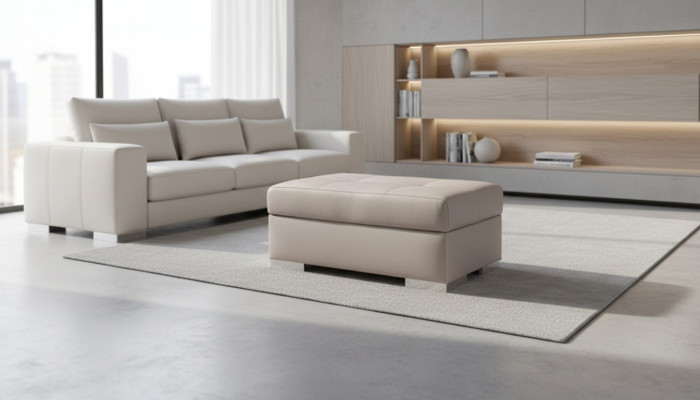 XXL footstool club lounge decor stool leather textile ottoman designer pouf
