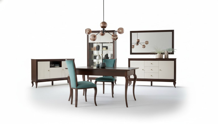 Complete set dining table + 6 chairs dining room set decor dining group wooden table
