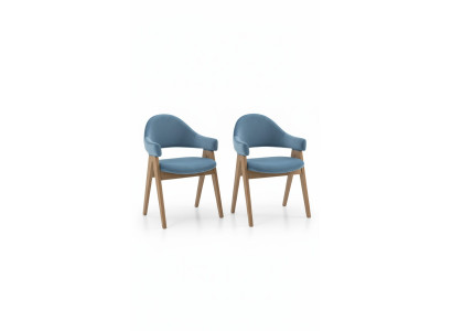 Set of 2 luxury design upholstered solid wood chairs seat office dining room