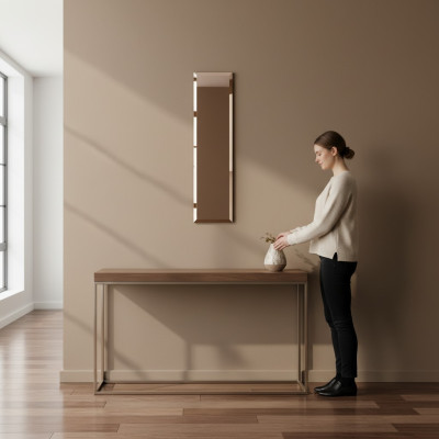 Classic wall mirror, wooden frame, mirror furniture, new, 90x25cm glass frame wall