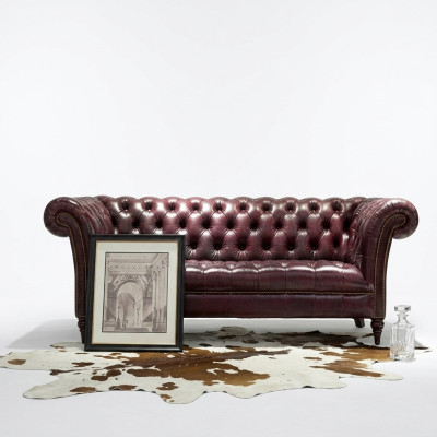 Chesterfield Couch Three-Seater Cushion Sofa Brown Elegant Sofa