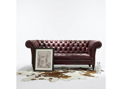 Chesterfield Couch Three-Seater Cushion Sofa Brown Elegant Sofa