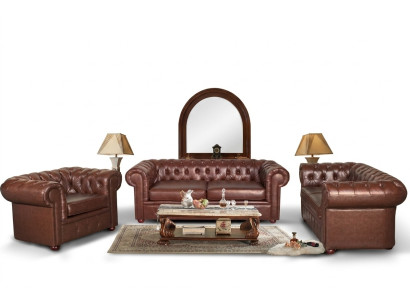 Chesterfield Couch Sofa 2+1 Seater Leather Couch Seating Suite Sofa Suites 2+1