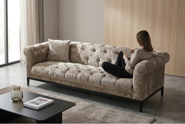 Noble Luxury Chesterfield Sofa Couch Upholstery Fabric Leather Sofas Upholstery