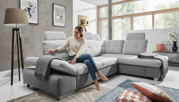 Sectional sofa L shape sofa living landscape set fabric sofas bed function sleep couch