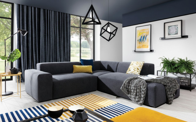 Corner sofa L-shape sofa living landscape set upholstery fabric design modern