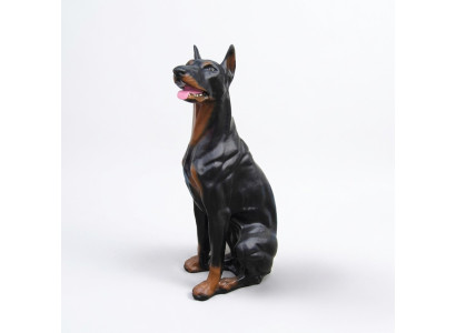 Doberman Figure Statue Sculpture Fighting Dog Garden Decoration Burglar Deterrent