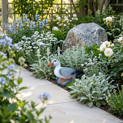 Decorative Figure Seagull Bird Garden Figures Sculpture Statues Sculptures 38cm New