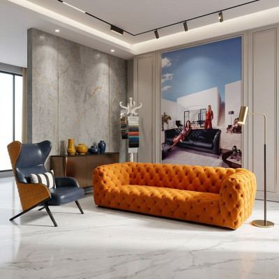 Extra Luxury Class Sofa - Chesterfield Big XXL Couch - Four-Seater Seat Cushion