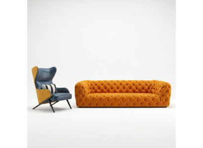 Extra Luxury Class Sofa - Chesterfield Big XXL Couch - Four-Seater Seat Cushion