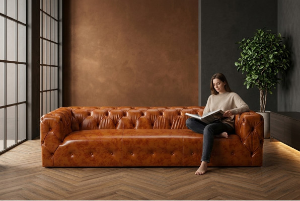Chesterfield Sofa Couch Upholstery Fabric Leather Couches Upholstery Suite 4-Seater