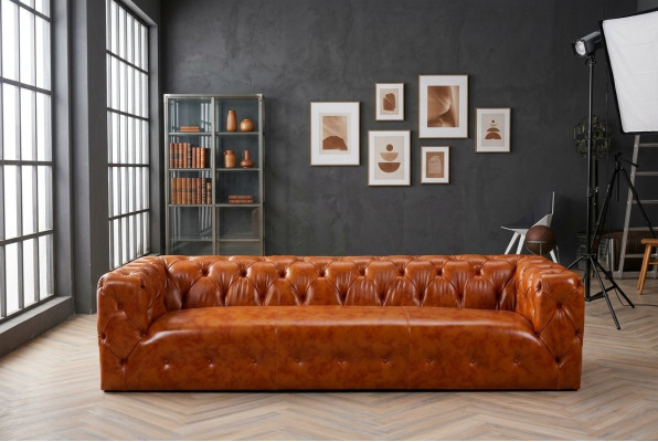 Chesterfield Sofa Couch Upholstery Fabric Leather Couches Upholstery Suite 4-Seater
