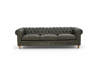 Design Leather Sofa Couch - Chesterfield Upholstered Three-Seater 240cm New