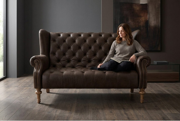 Black Chesterfield Sofa Modern Three-Seater Stylish 3-Seater
