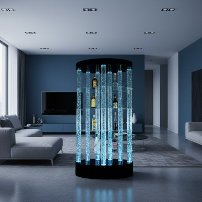 Designer bar reception counter water wall water column counter shelves