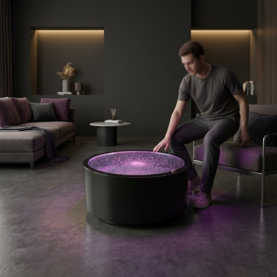 LED round side table water wall bar counter shelf furniture illuminated