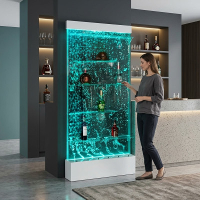 Regale Designer Illuminated LED Water Wall Bar Shelf Column Counter Water Columns