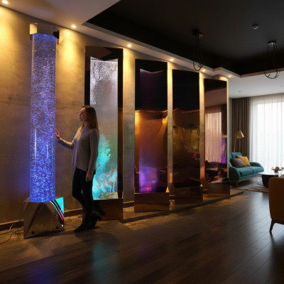Partition shelf cabinet decorative water wall column walls waterwall LED