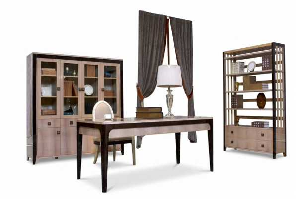Office Set Furniture Desk Table Cabinet Shelf Complete 4-piece