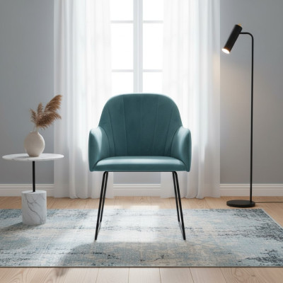 Modern armchairs set of 8 chairs suite turquoise upholstery armrests