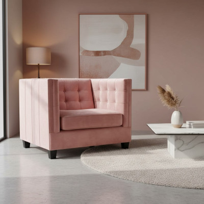 Chair 1x Dining Room TV Lounge Textile Seat Armchair Chesterfield Upholstered Chair