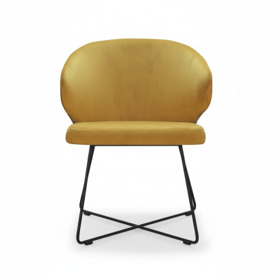 Modern armchairs group 8 chair set suite yellow upholstery armrest