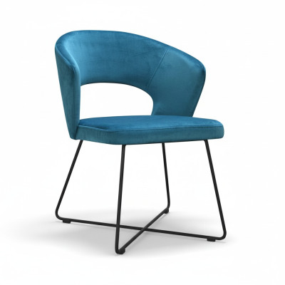 Modern armchair set of 8 chairs, green upholstery with armrests.