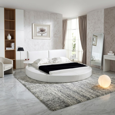 Round bed modern design luxury upholstery round beds textile fabric