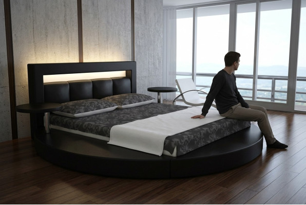 Round bed design, upholstered beds, upholstered round bed, round