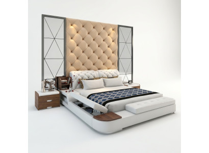 Multifunction Bed Design Upholstered Double Bed Chesterfield Luxury
