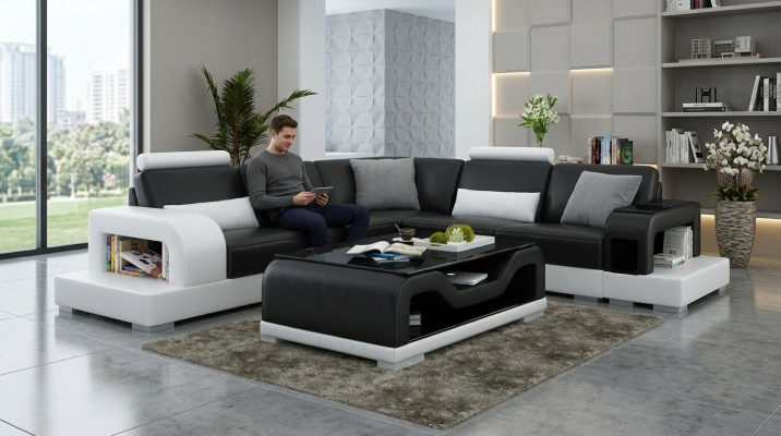 Black coffee table glass table sofa side modern table padded