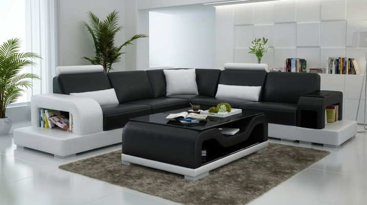 Black coffee table glass table sofa side modern table padded