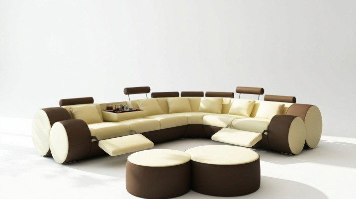 Corner sofa, leather sofa couch - designer sofa set seating upholstery living landscape